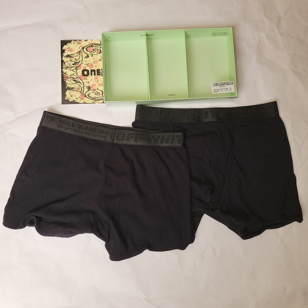 2 Shrunken XL Black Industrial Logo Tape Boxers Briefs Shorts Underwear